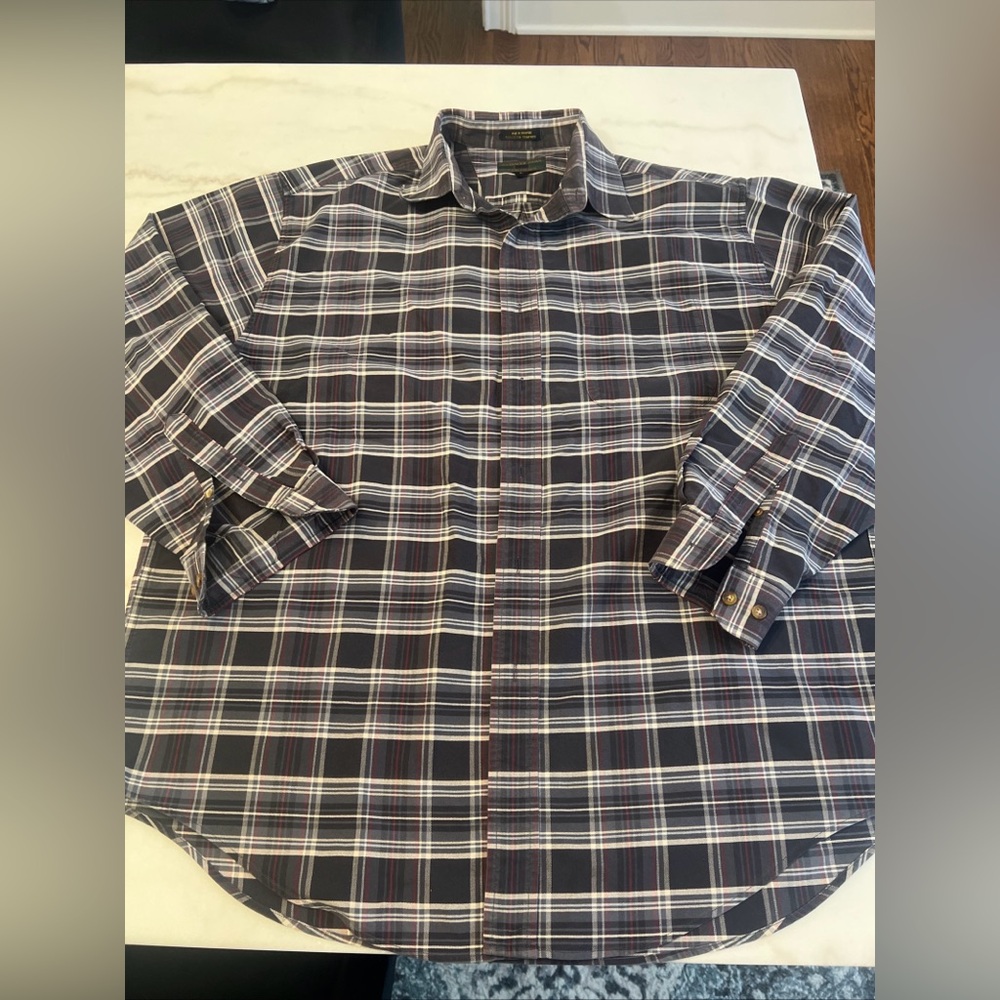 Alexander Julian Men’s Shirt L Black Gray Plaid Button Down Vintage